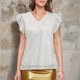 thumbnail image 5 of mfyjkho Camisetas Sin Mangas De Talla Grande, Camisola De Lentejuelas Con Cuello Redondo Y Tirantes Para Fiesta Para Mujer, Blusa Con Dobladillo Con Volantes Inclinados Tops Casuales Para Mujer M, 5 of 9