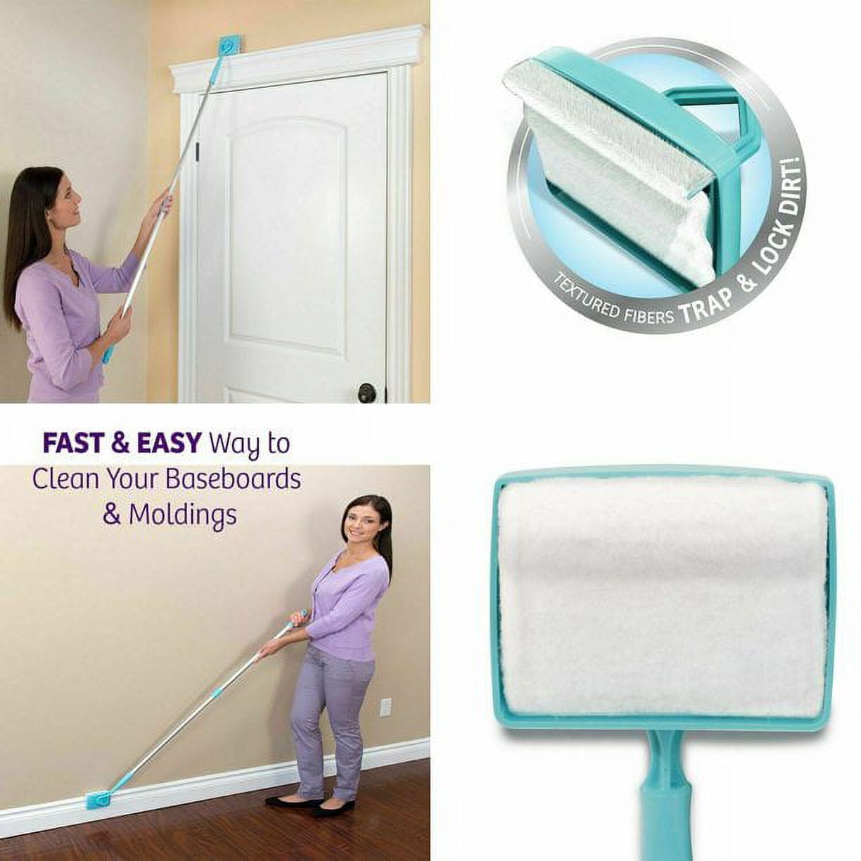 Risewill Baseboard Cleaner Mop Extendable Microfiber Dust Cleaner Brush  with Handle Clean Pad Household 