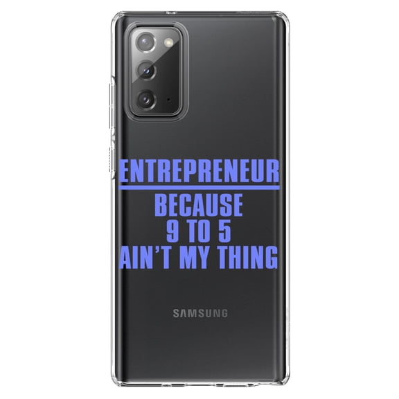 DistinctInk Clear Shockproof Hybrid Case for Samsung Galaxy Note 20 (6.7" Screen) - TPU Bumper Acrylic Back Tempered Glass Screen Protector - Entrepreneur Because 9 to 5 Ain't My Thing