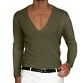 thumbnail image 2 of Mens T-Shirt Long Sleeve V Neck T-Shirt Lightweight Green Tee Shirts Men's Shirts Casual, 2 of 4