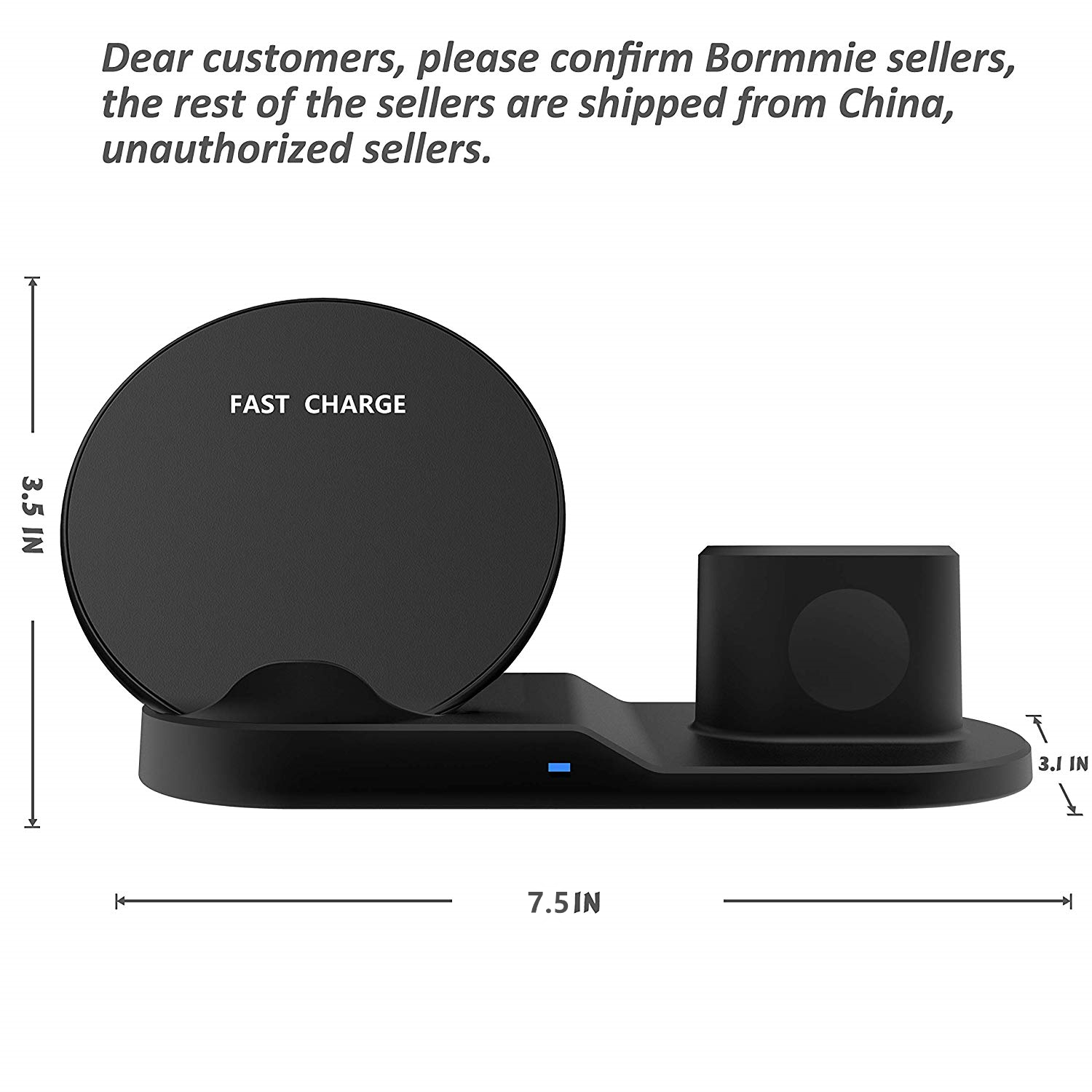 Wireless Charging Stand for Apple Watch Series 3/2/1, Charging stand for AirPods,3 in1 wireless charger stand for iPhone Xs/XS MAX/XR/X/8/8 Plus,Sumsung and all other QI-Enable Devices - image 4 of 8