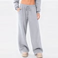 thumbnail image 2 of Nestiefly Wide Leg Sweatpants Women Fleece Sweat Pants Fall Spring Clothes 2026 Baggy Jogger Sweatpant with Pockets Light Gray L, 2 of 5