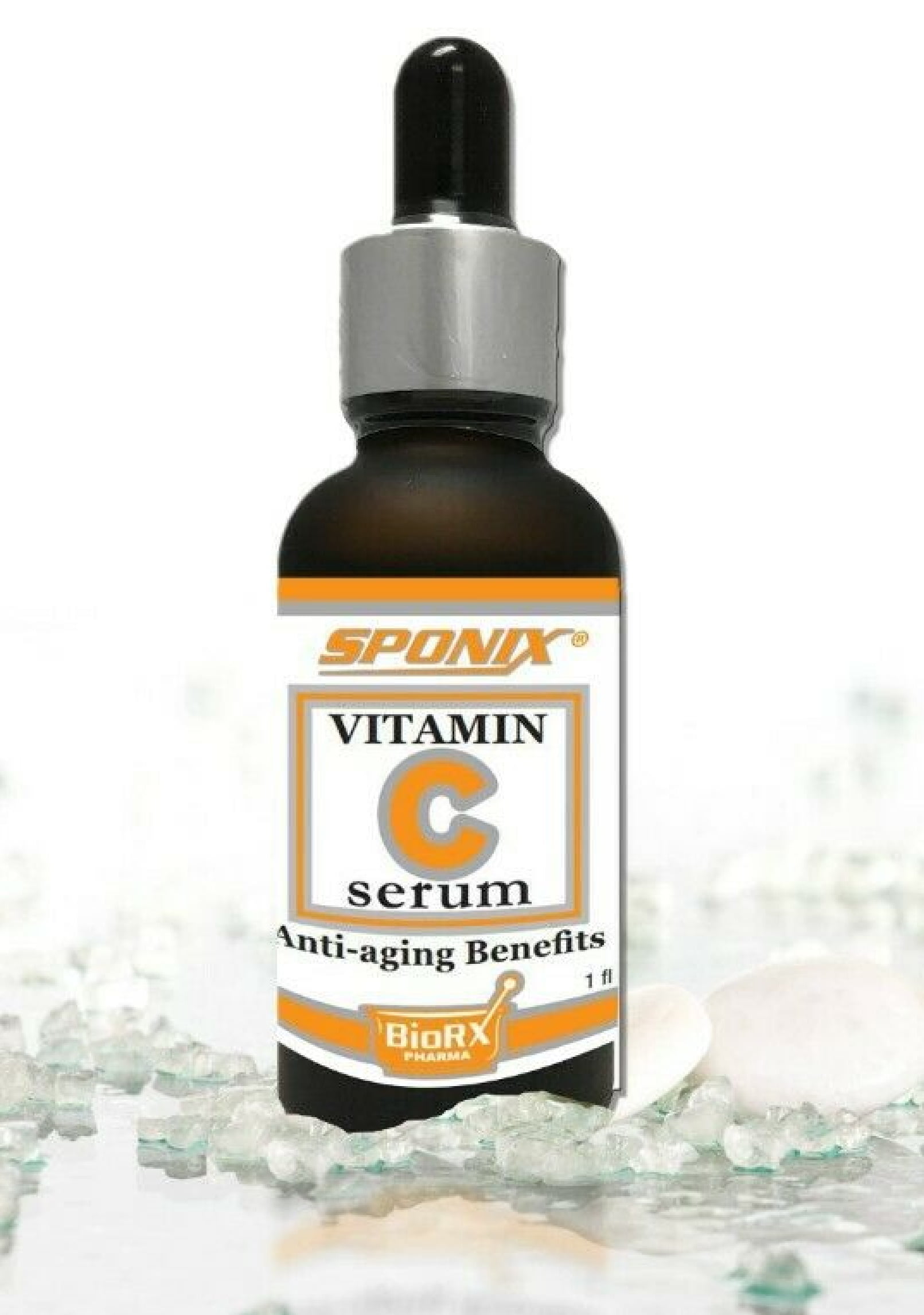 Vitamin C Serum and Hyaluronic Acid 1 Oz / 30 mL - Anti-aging Benefits - PROFESSIONAL SERUM by Sponix Made in USA (FAST SHIPPING)