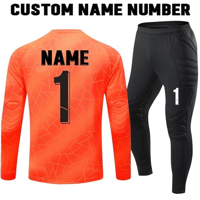 Uniforme de portero de fútbol para hombres y niños, esponja protectora de manga larga, camiseta de entrenamiento de fútbol, pantalones personalizados, 2023