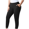 thumbnail image 2 of Plus Size Workout Leggings for Women High Waisted Lounge Gym Yoga Pants Fitness Exercise Stretch Soft Pants with Pockets Black XL, 2 of 7