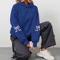 thumbnail image 5 of Women Sweatshirts Women's Hoodies Sweatshirts Modern Bow Design Pullover for Women Long Sleeve OffShoulder Sportswear 2025 Version Blue S, 5 of 5