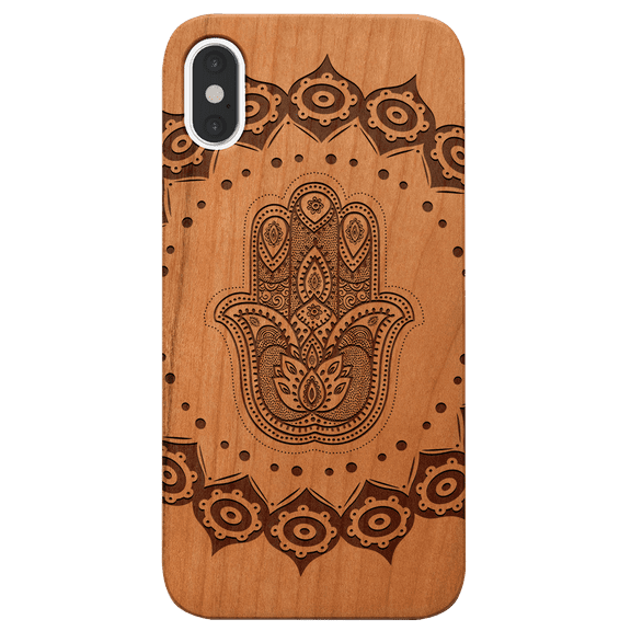 Hamsa Mandala - Engraved Phone Model: iPhone 11 Pro Max, Color: Cherry