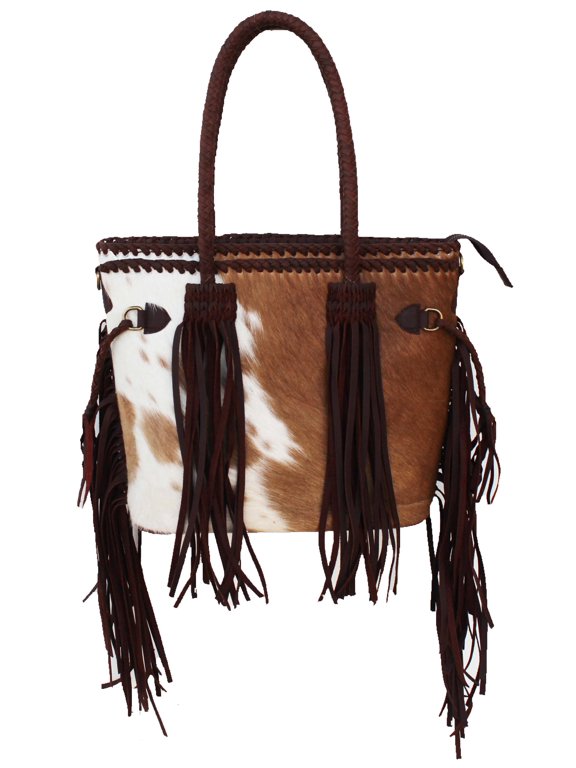 Women's Cowhide Western Braided Leather Shoulder Purse Handbag Fringe 18RAH01