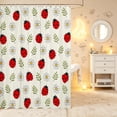 thumbnail image 2 of Erosebridal Elegant Ladybug Shower Curtain 72Wx72L,Playful Daisy Flower Bathroom Curtain,Cream Red, 2 of 5