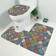 thumbnail image 2 of Multicolor Ethnic Geometric Patchwork Pattern Bathroom Rugs Sets 3 Piece,Toilet Cover Set,Absorbent Non Slip Bathroom Mats Sets with U-Shaped Contour Rug Toilet Rug Set, 2 of 5
