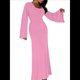 thumbnail image 3 of Vestido de Invitada de Boda para Mujer, Larga, Ajustado, de Punto Acanalado, Maxivestido Formal de Otoño Rosa S, 3 of 9