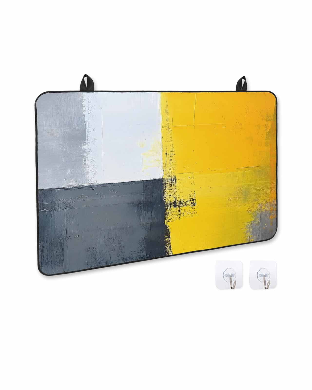 nqOlkjepod Large Induction Cooktop Protector Mat 28.5"x20.5", Yellow Grey Stove Top Covers for Electric Stove, Oil Painting Abstract Artwork Decorative Stove Burner Cover Mats, Glass Top Stove Cover
