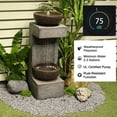 thumbnail image 5 of Water Fountain Modern Tiered Outdoor Fountain with Lights and Stone Planter for Garden, Patio, Backyard, Deck, Porch and Home Art Decor, 5 of 6
