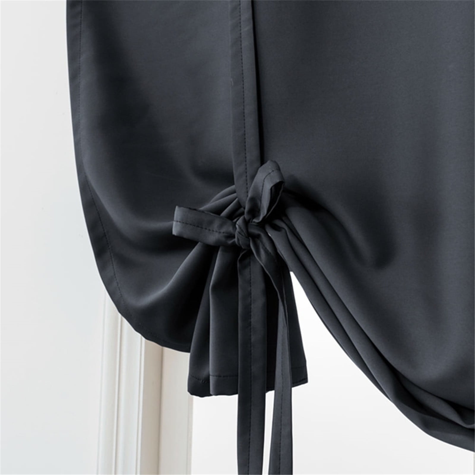 (Clearance) pdqouc Linen Blackout Tie Up Curtains Thermal Insulated Lined Balloon Roman Shade Bathroom Window Adjustable Rod Pocket for Small Window (30 X 46 Inches Long)