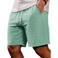 thumbnail image 3 of Mens Lounge Sweat Shorts, 7" Casual Elastic Waist Gym Workout Shorts with Elastic Waist And Drawstring Featuring Solid Color Design Light Green S, 3 of 5