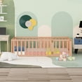 thumbnail image 6 of Twin Size Floor Bed, Solid Wood Twin Bed Frame with Safety Guardrails, Door and Slats, Montessori Floor Bed for Girls and Boys, Natural, 6 of 8