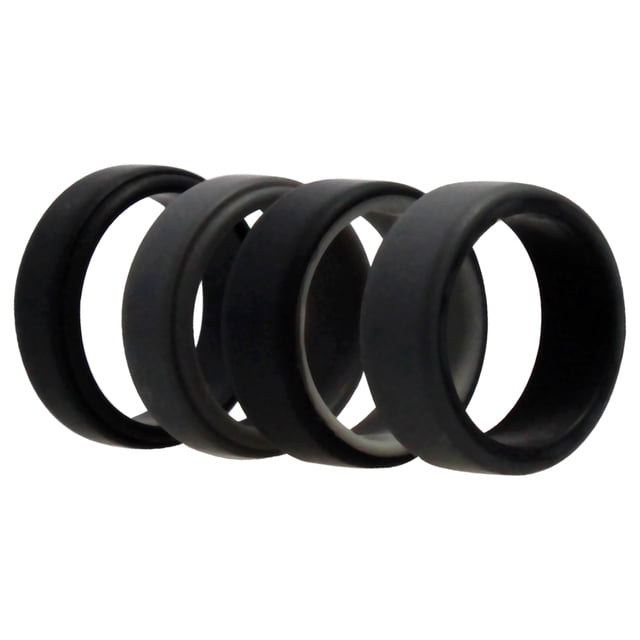 Juego de anillos de boda ROQ silicona 2 capas biselados 8 mm Gris para hombres