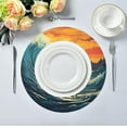 thumbnail image 2 of Surfer Riding Waves Round Placemats Washable Placemats Non-Slip Heat-Resistant Table Place Mats for Dining Kitchen Holiday Party Table 15.4"-4PCS Home Decor, 2 of 7