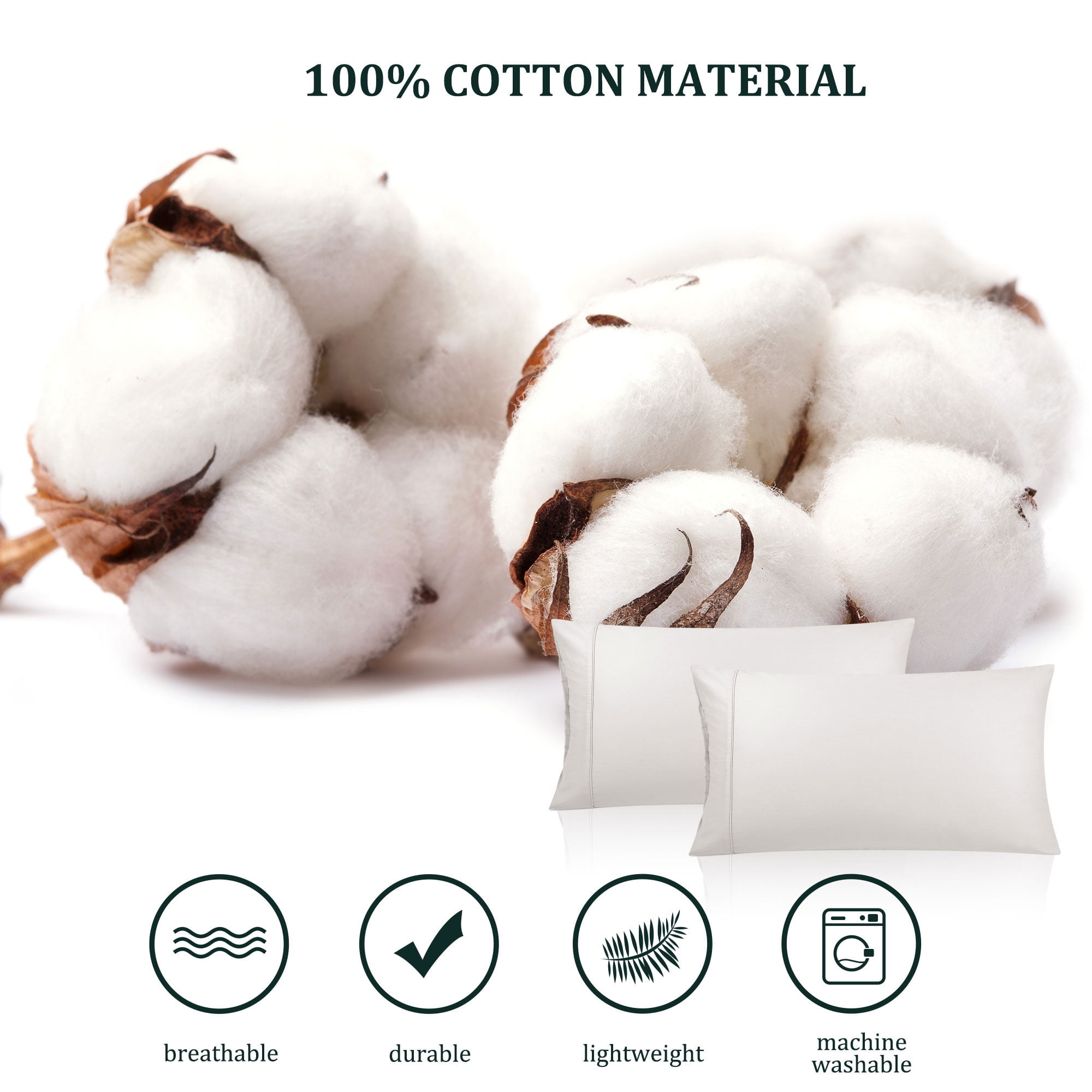 Unique Bargains Cotton Zipper Closure Pillowcase Set of 2 Isabelline Standard