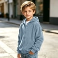thumbnail image 3 of Nugftut Sweatshirts for Boys Corduroy Full-Zip Hooded Long Sleeve Sweatshirts Size 11-12 Blue, 3 of 7