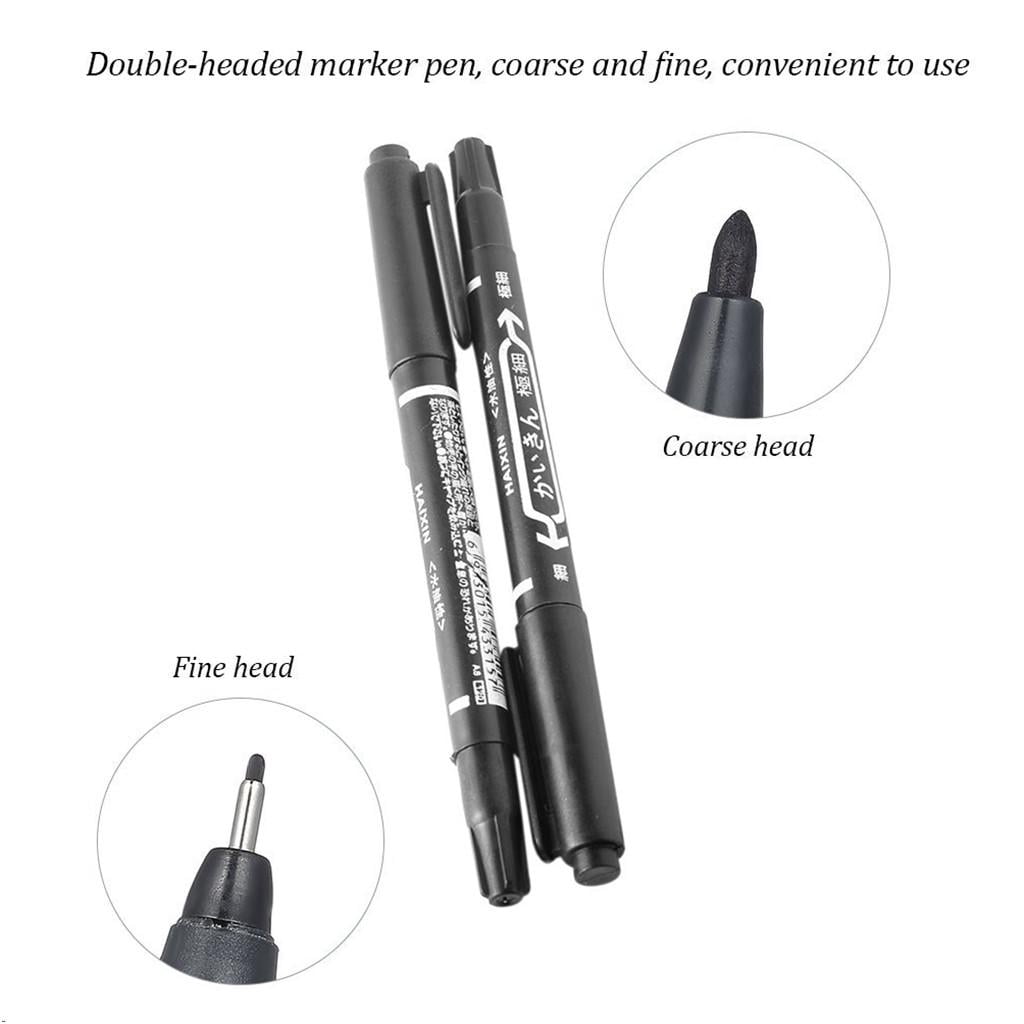 BLESIYA 3x10Pieces Black Double Ended Highlighter Marker Pen Oily Paint Marker Pen Set 3 Pcs