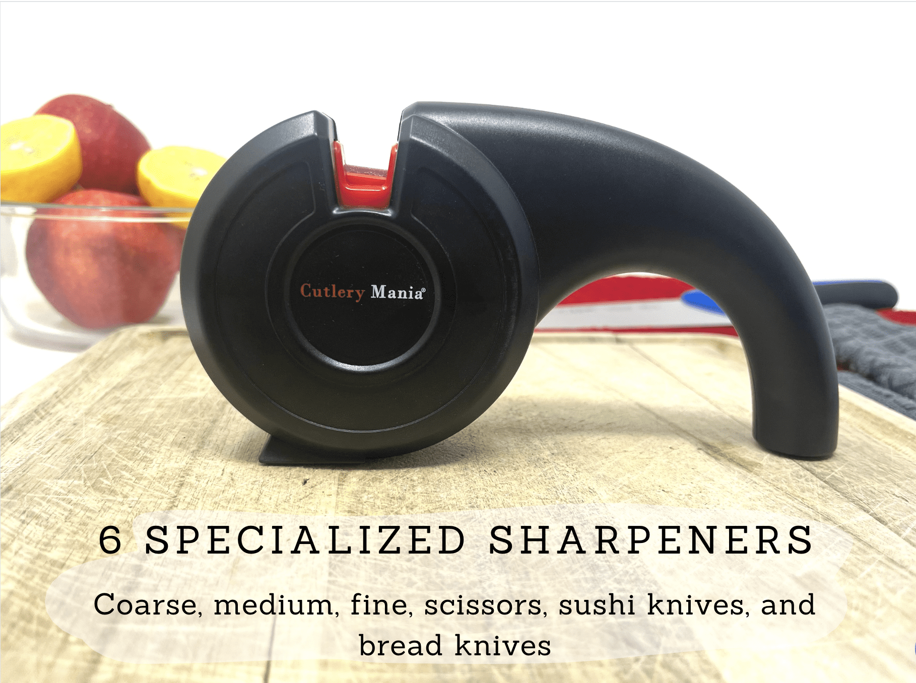 Cutlery Mania Knife and Scissor Sharpening Tool | 6 Specialized Sharpeners | Professional sharpening