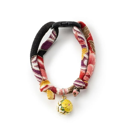 UPC: 4580471865170 | Necoichi Chirimen Plum Blossom Cat Collar (Red)