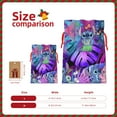 thumbnail image 3 of Pofeuu Stitch Print Christmas Gift Bag, Burlap Drawstring Pouch with Kraft Paper Card for Holiday, Party, and Birthday Wrapping-Small, 3 of 7