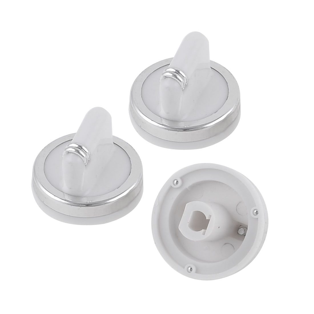 3 Pcs Plastic 1.3 Inch Dia Hot Water Heater Oven Knobs White Silver