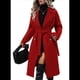 thumbnail image 3 of Gabardina de Lana Cruzada para Mujer, Abrigo de Invierno de Mezcla de Lana, Medio, Elegante. Rojo XL, 3 of 9