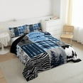 thumbnail image 3 of Homewish Western Cowboy Print Full Size Comforter Sets for Men, Grey Blue Buffalo Patchwork Bedding Comforter Set, Rustic Farmhouse Reversible Bedding Sets, Microfiber Bedroom Decor, 3pcs, 3 of 8
