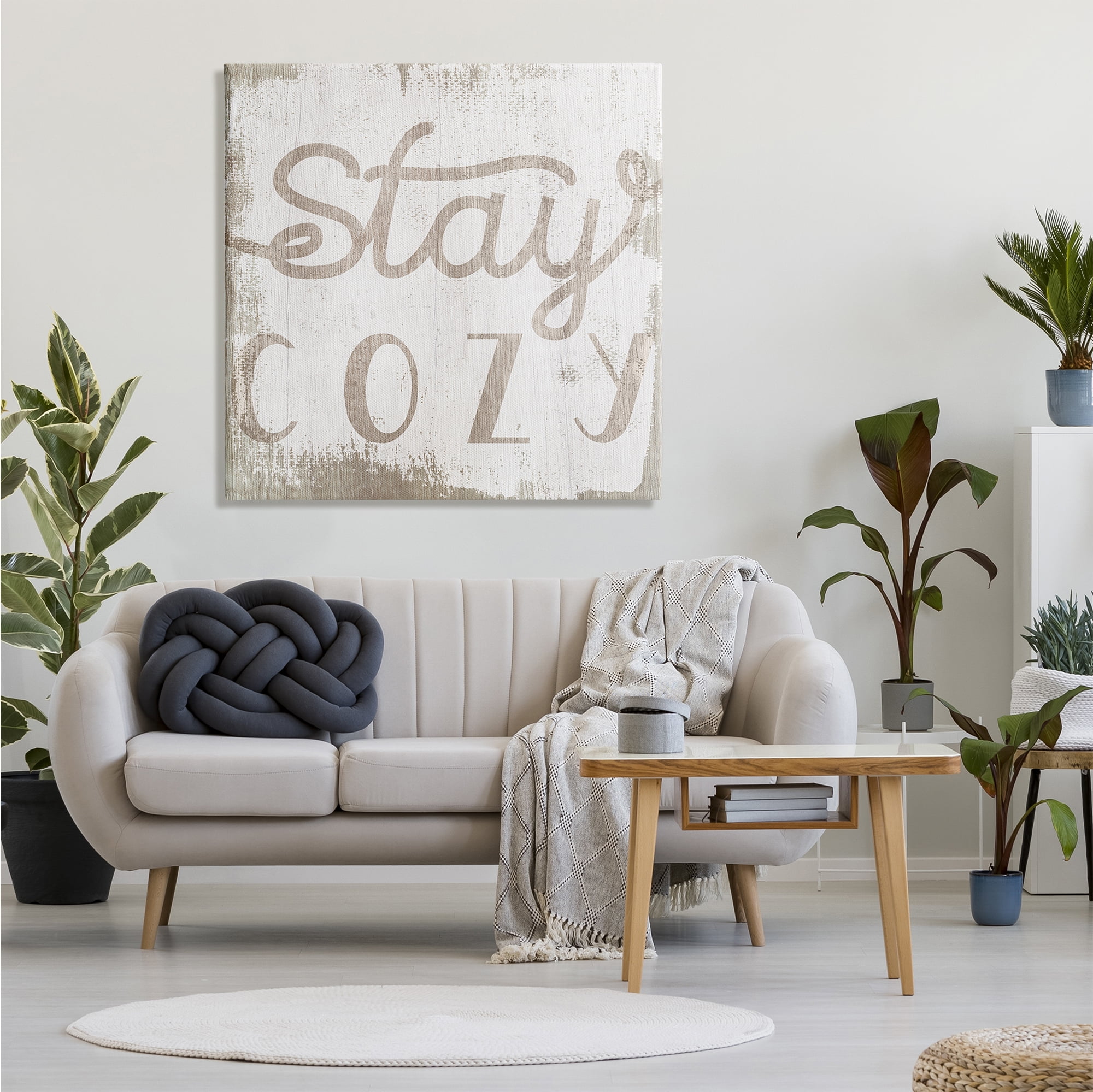 Stupell Industries Distressed Stay Cozy Sentiment Playful Rustic Typography , 36 x 36, Designed by Daphne Polselli