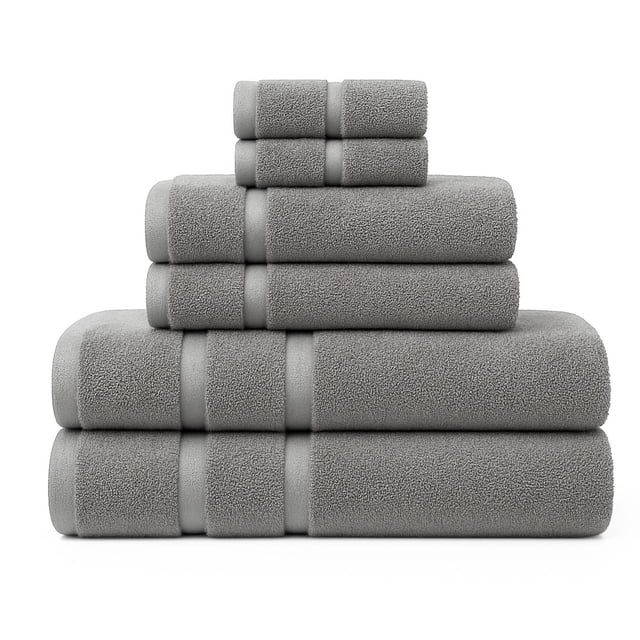 Juego de 6 Toallas de Microfibra Suaves y Absorbentes Gris | Cuerpo, Manos y Facial | Kyuden Home KYUDEN HOME Classy