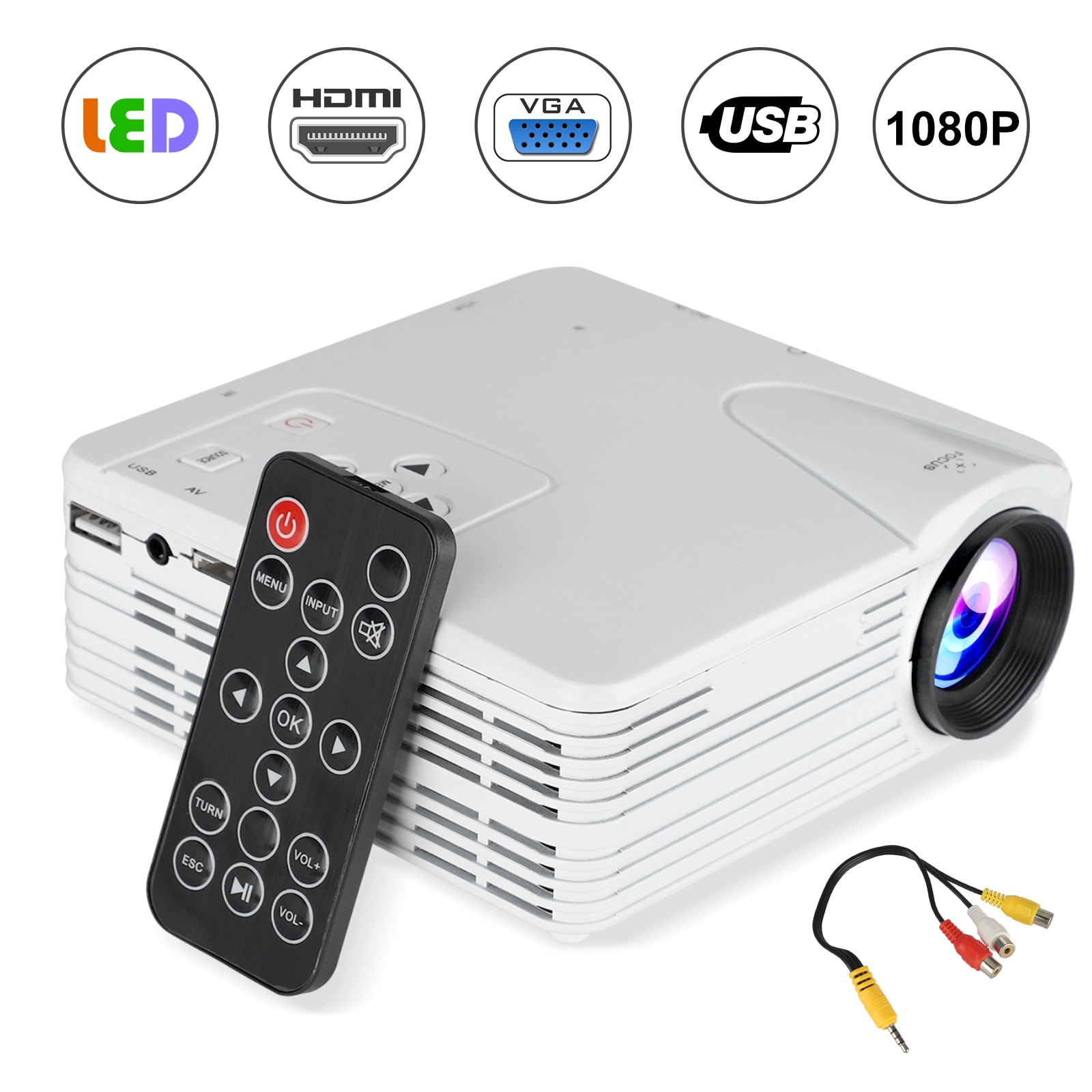 Mini Movie Projector Video Projector W 50000hrs Led Lamp Life 100 Display Support 1080p Built In Speaker Fits For Tv Stick Tv Boxes Iphone Android Laptops Ps4 Hdmi Usb Sd Av Vga Walmart Com