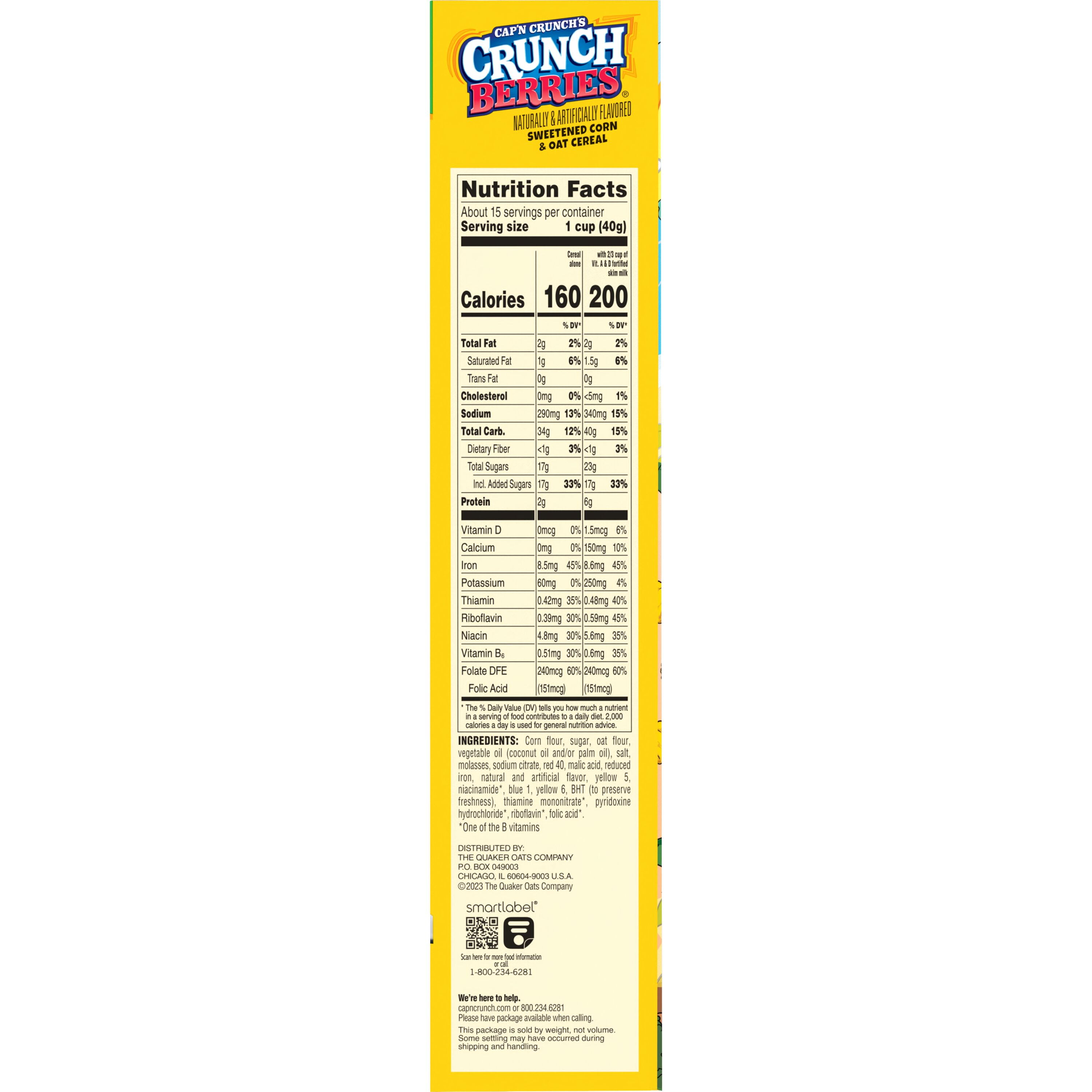 (8 pack) Cap'n Crunch Sweetened Corn & Oat Cereal Crunchy Berries Naturally & Artificially Flavored, 20.5 oz box