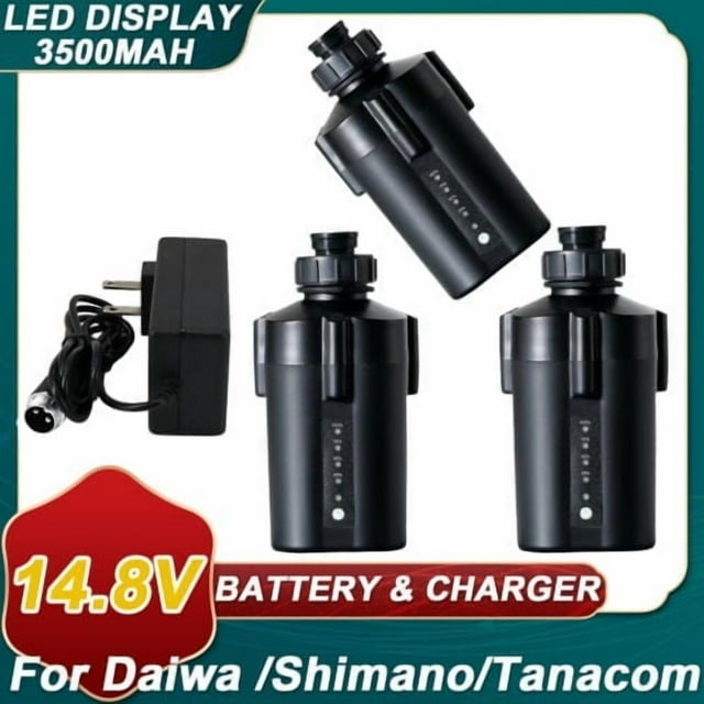 Batería de 3500MAH 3 Pzas + Juego de Cargador para Daiwa Shimano PLAYS3000 Tanacom1000, MD3000 BM2900 Carrete Eléctrico de Pesca Seaborg Batería