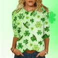 thumbnail image 2 of DxhmoneyHX St Patricks Day Shirt Women Shamrock Clover Graphic Casual T-Shirt 3/4 Sleeve Crew Neck Summer Tunic Tops Loose Fit Shirts Holiday Outfits, 2 of 6