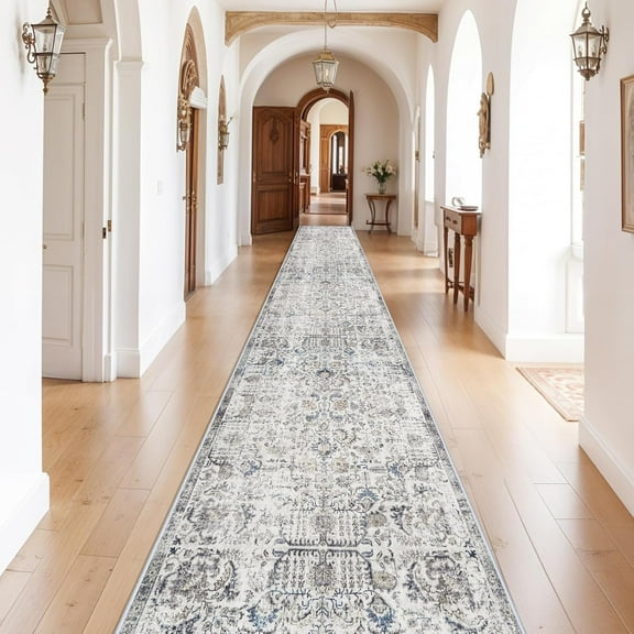 RUUGME Washable Runner Rugs 3x16 - Vintage Kitchen Runner Rug Stain Resistant Rugs for Living Room Bedroom Laundry Room Mat Distressed Hallway Floor Carpet (3'x16', Brown)