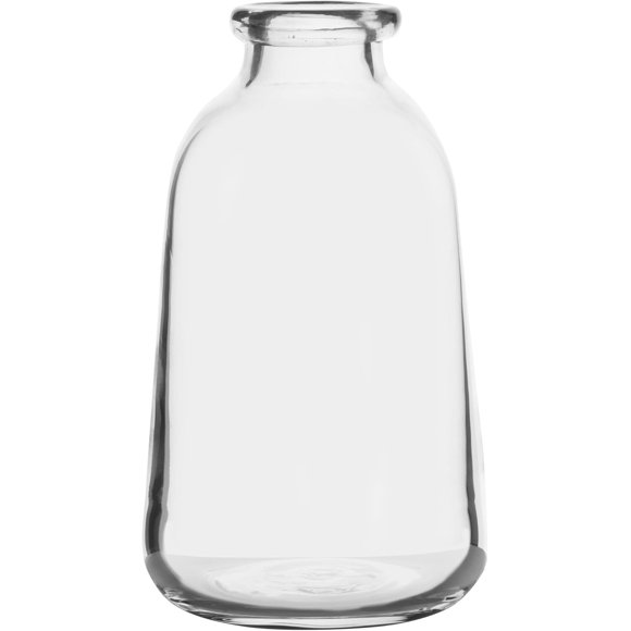Elements Glass Milk Bottle Vase, for Use with Dried or Faux Flowers and Greenery, 6.7x6.7x9.4 Inch, Clear