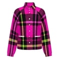 thumbnail image 5 of Jackets for Women Winter Coat Jackets Flannel Stand Collar Jacket(Pink Black Green Plaid Pattern,Size:S-4XL), 5 of 7