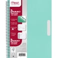 thumbnail image 3 of Mead 3 Subject Wide Ruled Notebook, 8" x 10.5", Pastel Green, Poly, Spiral, 120 Sheets, 3 of 7