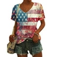 thumbnail image 4 of HEILAU 4th of July Shirts for Women American Flag Graphic Tees Independence Day Vintage Print Floral Casual V Neck T Shirt Patriotic T Shirts, 4 of 5