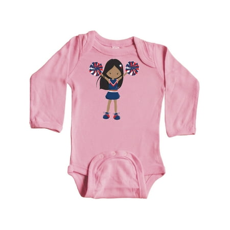 

Inktastic African American Girl Cheerleaders Blue Uniform Gift Baby Girl Long Sleeve Bodysuit