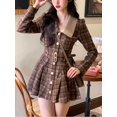 thumbnail image 2 of Vestido corto plisado elegante de estilo coreano para mujer, minivestido de fiesta Vintage francés, abrigo Retro cálido, otoño e invierno, 2022, 2 of 4