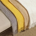 thumbnail image 5 of Fennco Styles Ivory Knitted Soft Fringe Throw Blanket 50" x 60" – Cozy Textured Decorative Sofa & Bed Throw, Warm Lightweight Boho Blanket for Living Room, Bedroom, Home Décor, 5 of 5