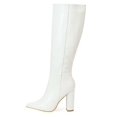 thumbnail image 2 of Women's Chunky High Heel Pointed Toe Side Zipper Animal Print Autumn Winter Knee-length Boots With Warm Lining, 2 of 4