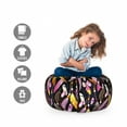 thumbnail image 2 of Feather Storage Toy Bag Chair, Various Bohemian Style Elements Illustration Fantasy Diamonds and Gems Motifs, Stuffed Animal Organizer Washable Bag, Small Size, Plum and Mustard, by Ambesonne, 2 of 3