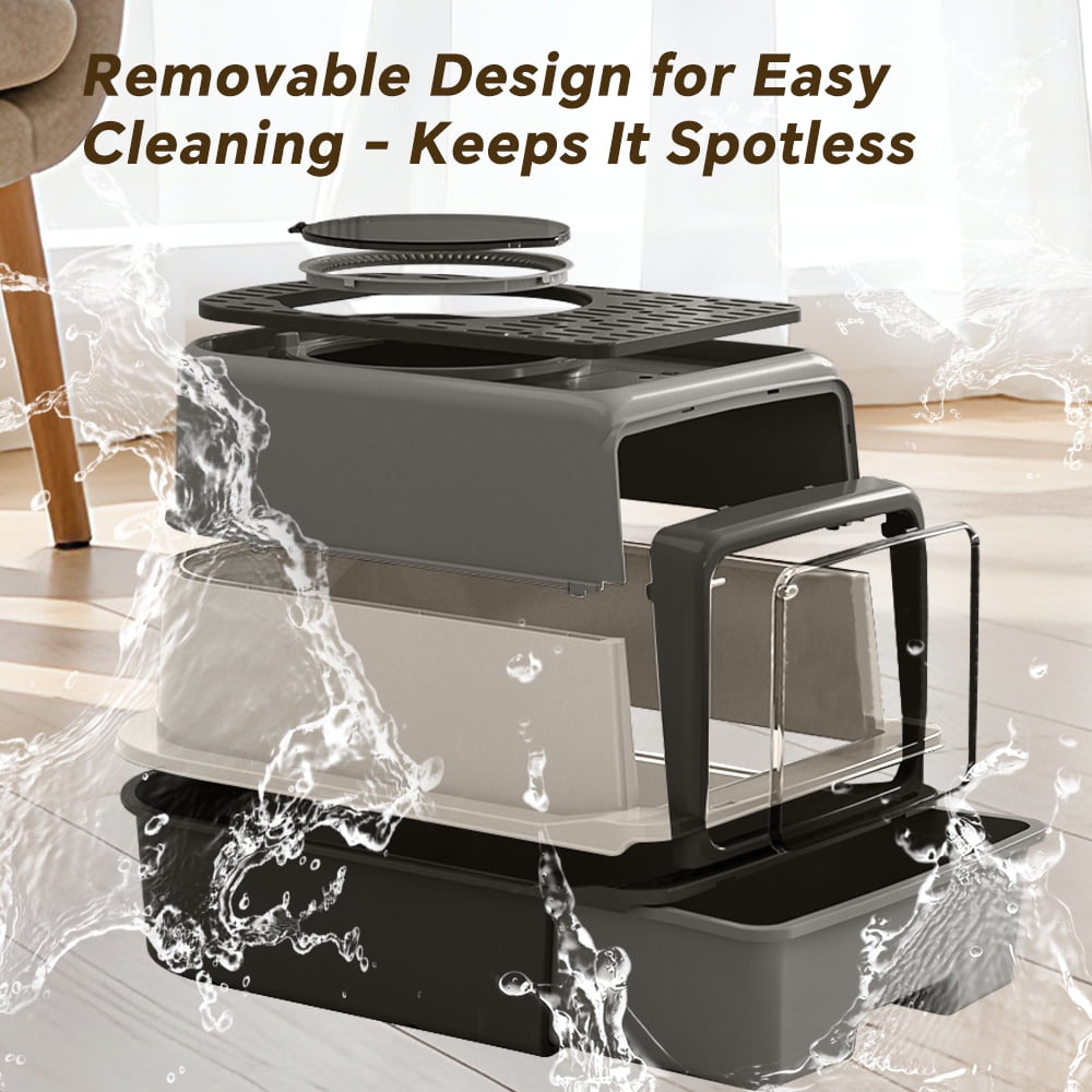 Fully Enclosed Cat Litter Box - Top Sifting Grate, Drawer Design for Easy Cleaning