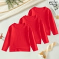 thumbnail image 2 of Gubotare Longues Chandail à Manches Garçons Garçons Chandails à Manches Longues Enfants T-Shirts à Col Rond Décontractés Ourlet Fendu Hauts d'Automne T-Shirts 3 Pcs Taille 8-10 (Rouge, 8-10 Ans), 2 of 9