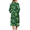 thumbnail image 2 of Yuyamidu Green Leaf Robes for Women V-Neck Nightgowns Casual Ladies Loungewear Soft Bathrobe Sleepwear St. Patrick's Day Mid-Length Night Robe Loose Long Sleeves Kimono Robe Size M, 2 of 7